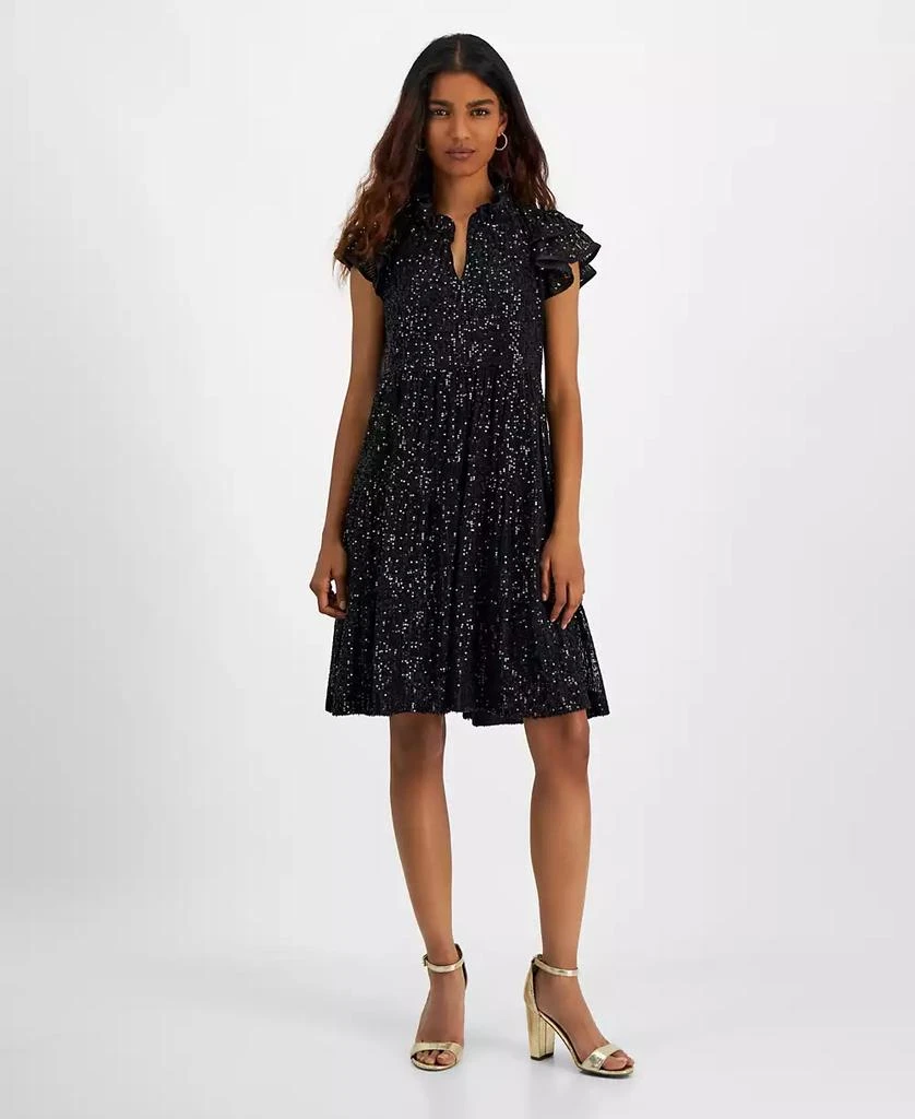 Robbie Bee Robbe Bee Petite Sequined Tiered A-Line Dress 1