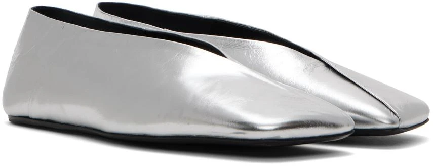 Jil Sander Silver Square Toe Ballerina Flats 4