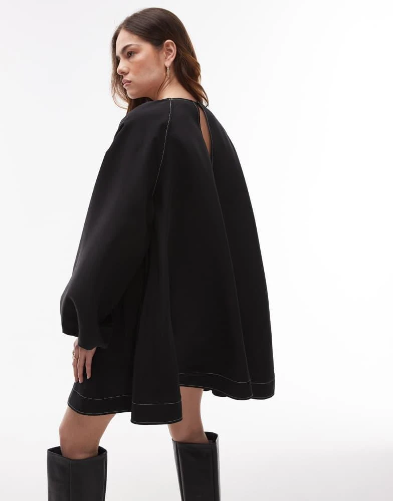Topshop Topshop clean trapeze mini dress in black 3