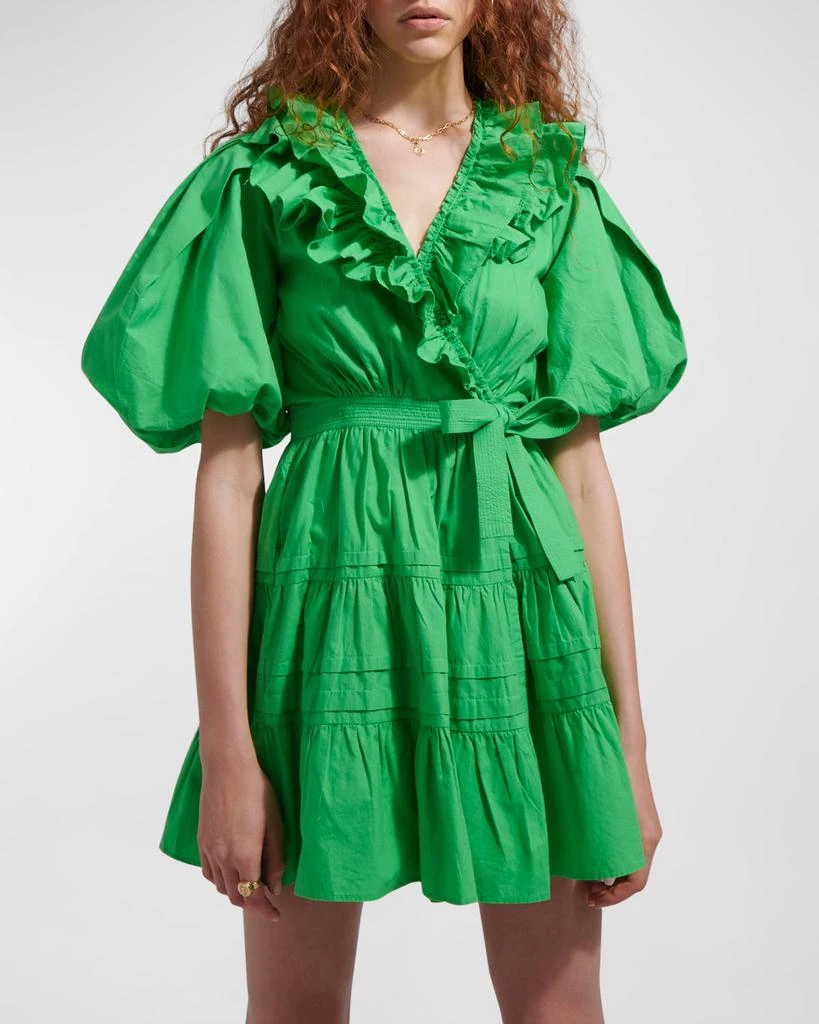 Love The Label Remy Balloon-Sleeve Cotton Poplin Ruffle Mini Dress 2