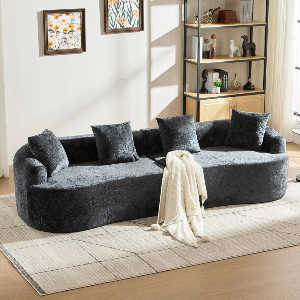 Streamdale Furniture Streamdale Curved Loveseat with 3 Pillows, Deep Seat Couch for Apartment 4
