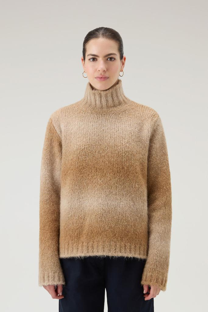 Woolrich Turtleneck Sweater in Alpaca Blend with Dégradé Effect - Women - Beige