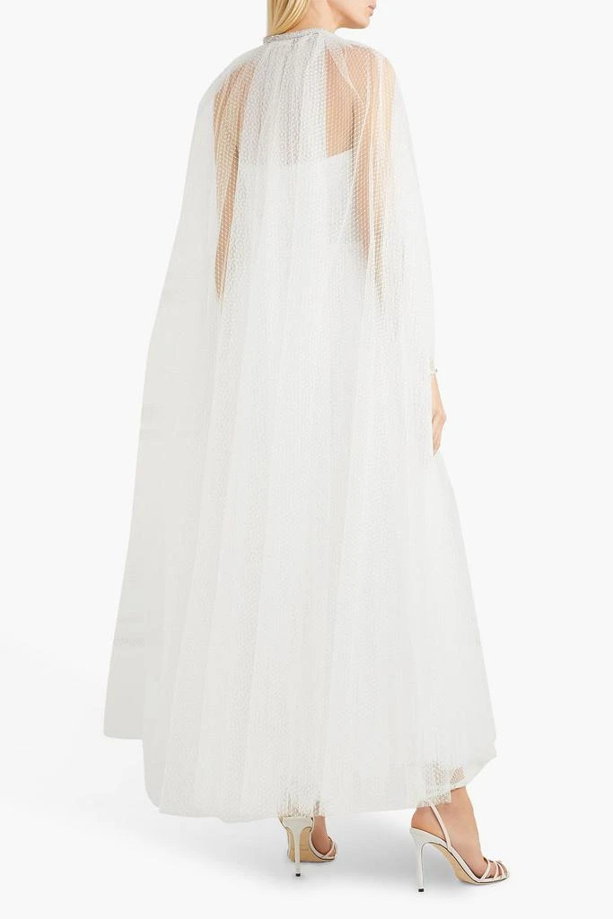 Monique Lhuillier Brie crystal-embellished Swiss-dot tulle cape 3