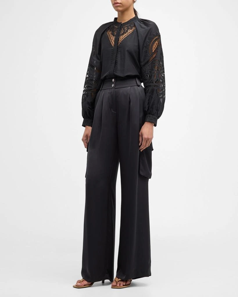 Kobi Halperin Brynlee Embroidered Cutout Button-Down Blouse 3