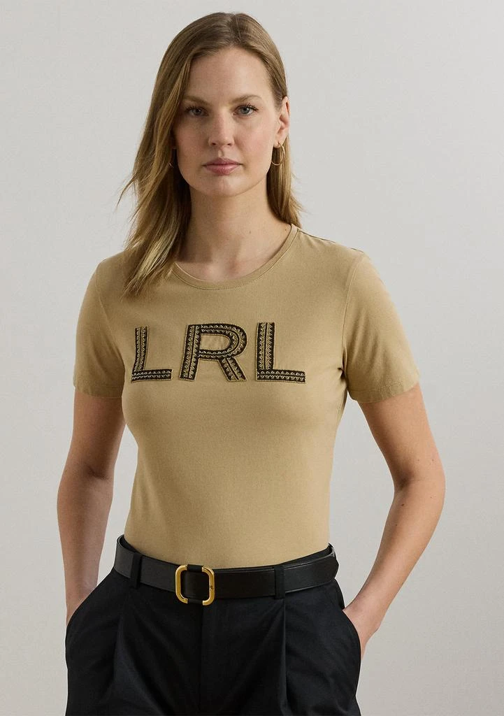 Ralph Lauren Petite Beaded-Logo Cotton Jersey T-Shirt