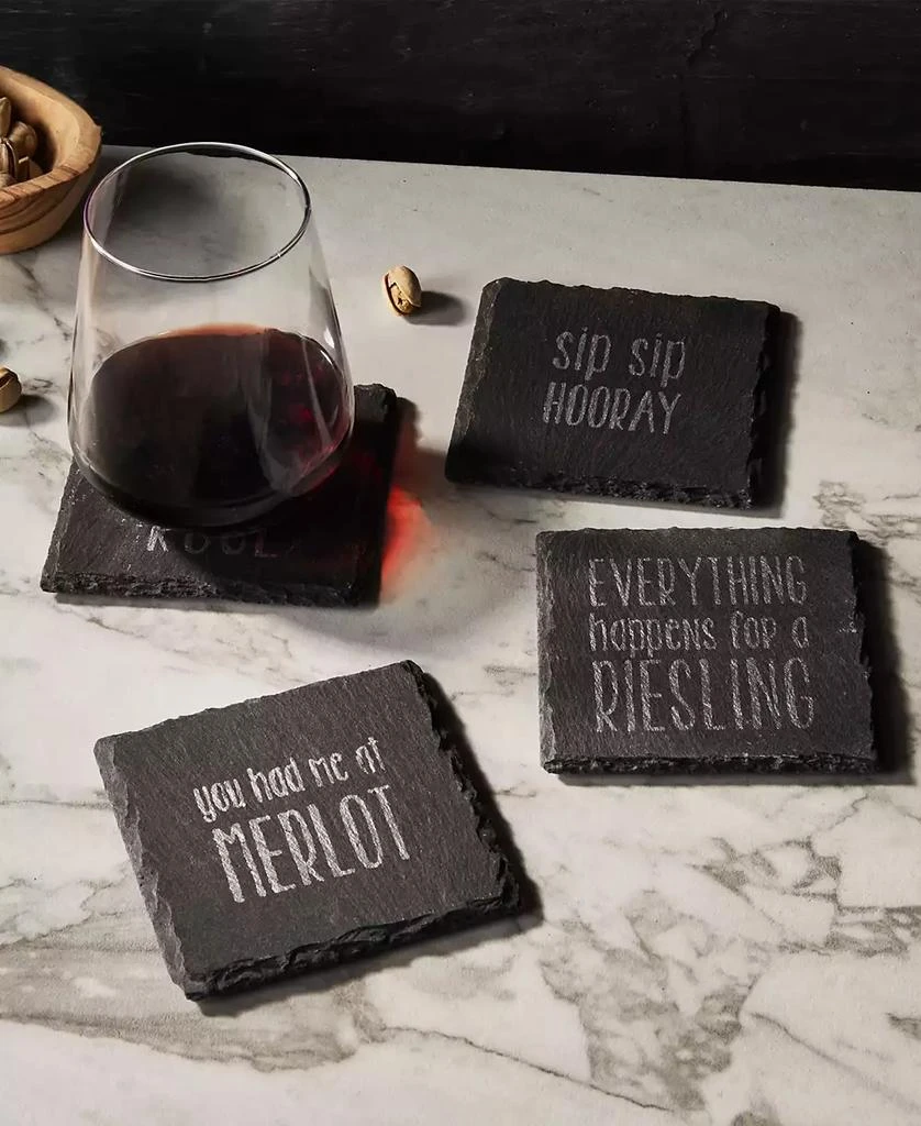 American Atelier 4 X 4" Sip Sip Hooray Slate Coasters Square Set, 4 Piece 5