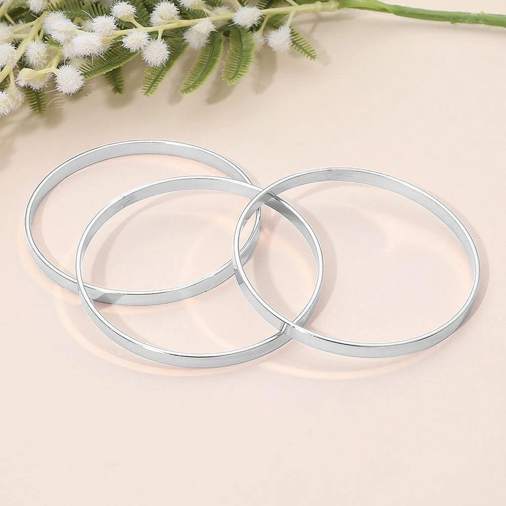 FASHNZFAB SECRET BOX_Stainless Steel 3PCS Bold Bangle Multi Layered Bracelets 3