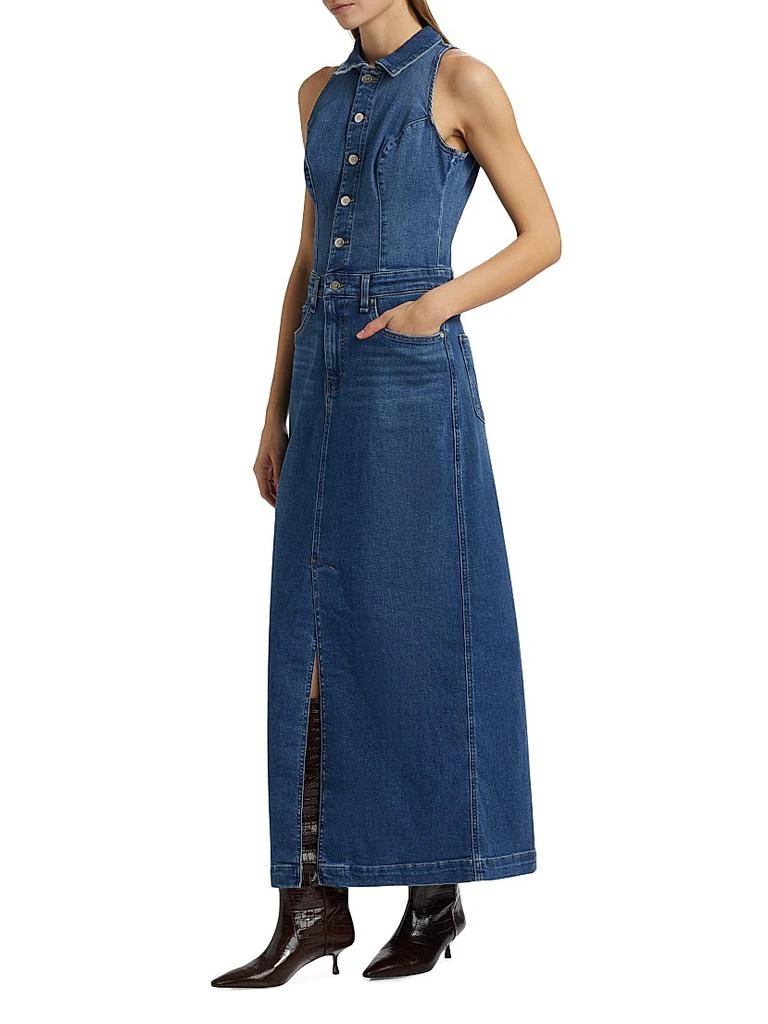 white christmas dresses Backless Halter Neck Maxi Denim Dress – Blue Zone Planet main image 0