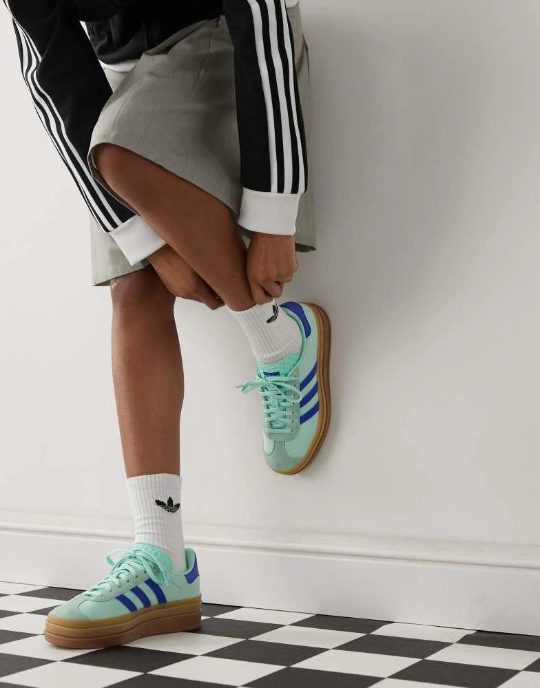 Adidas adidas Originals Gazelle Bold platform trainers in mint and blue 1