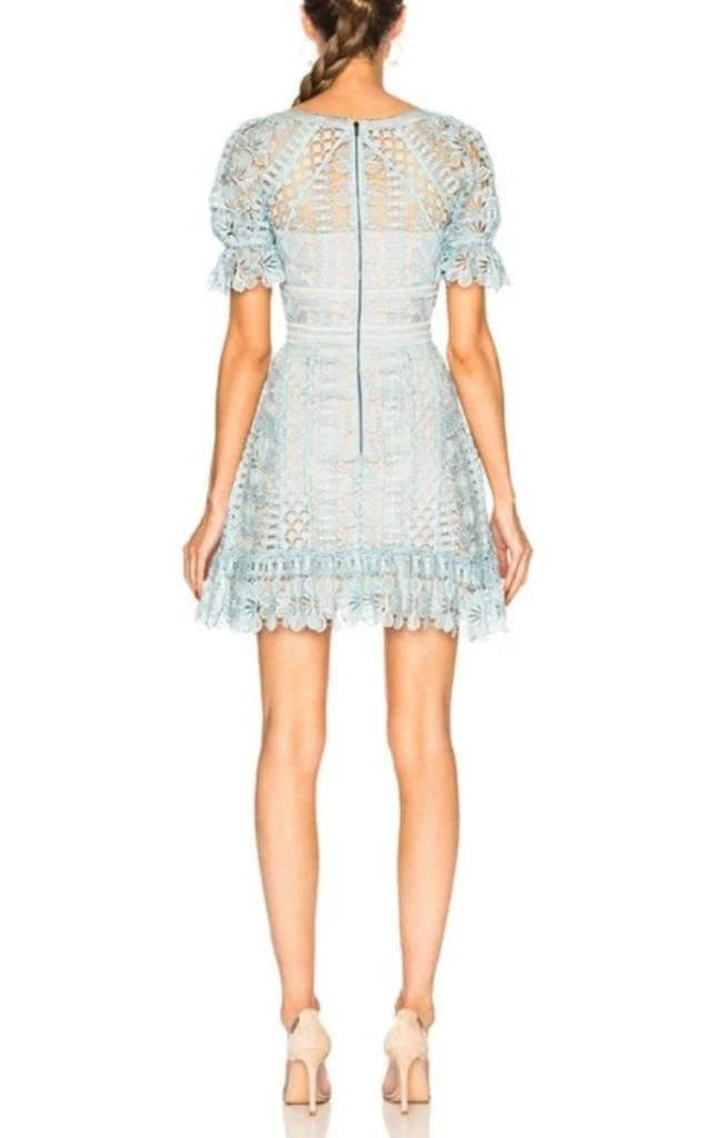 Self-Portrait Light Blue Floral Lace Dress 4