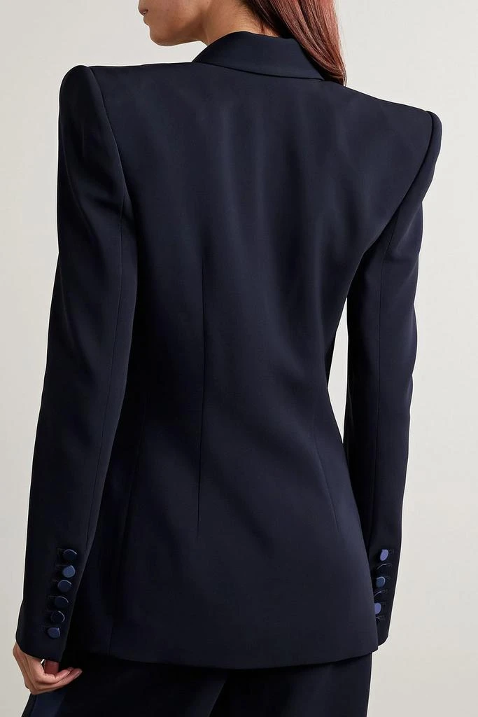 Sergio Hudson Double-breasted satin-trimmed crepe blazer 3