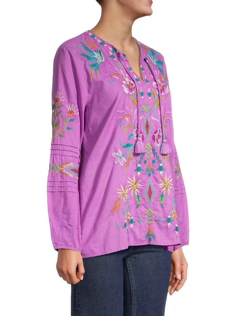 Johnny Was Gabriella Pintuck Embroidered Blouse 4