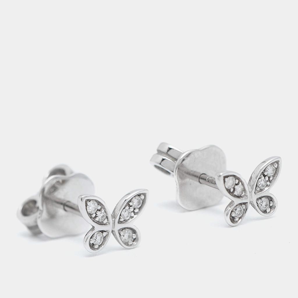 Graff Graff Butterfly Pavé Diamond 18k White Gold Small Stud Earrings