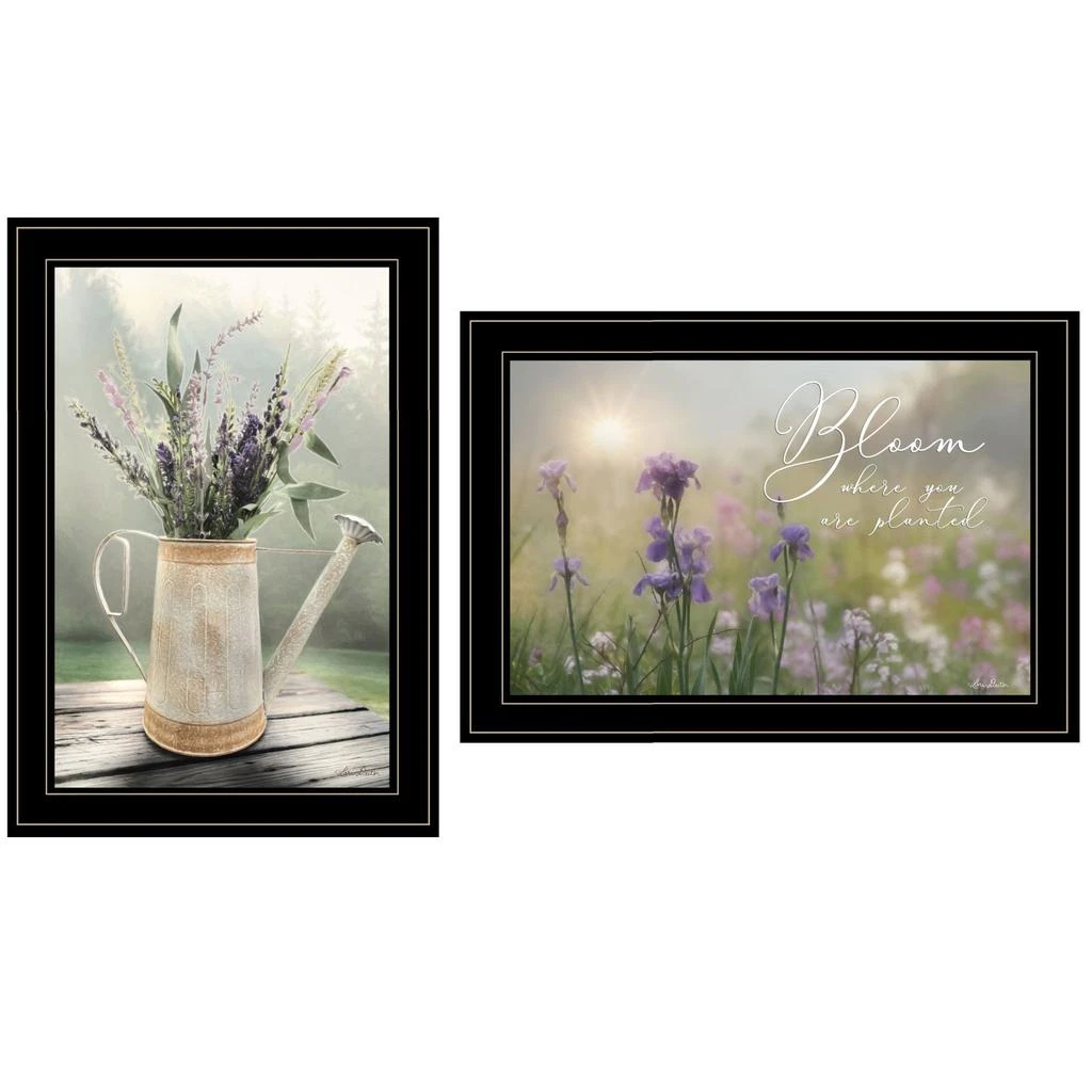 Hivvago Set Of Two Bloom Where You are Planted 2 Black Framed Print Wall Art 2
