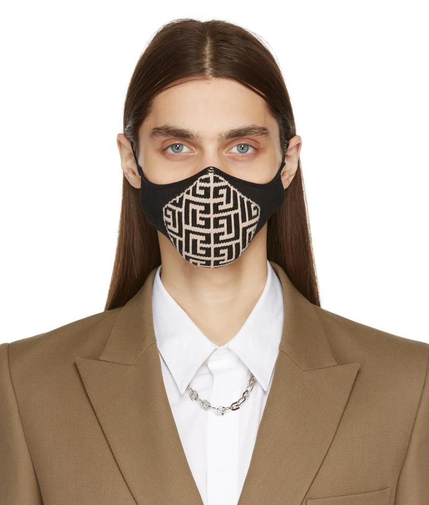 Balmain Black & Off-White Logo Face Mask
