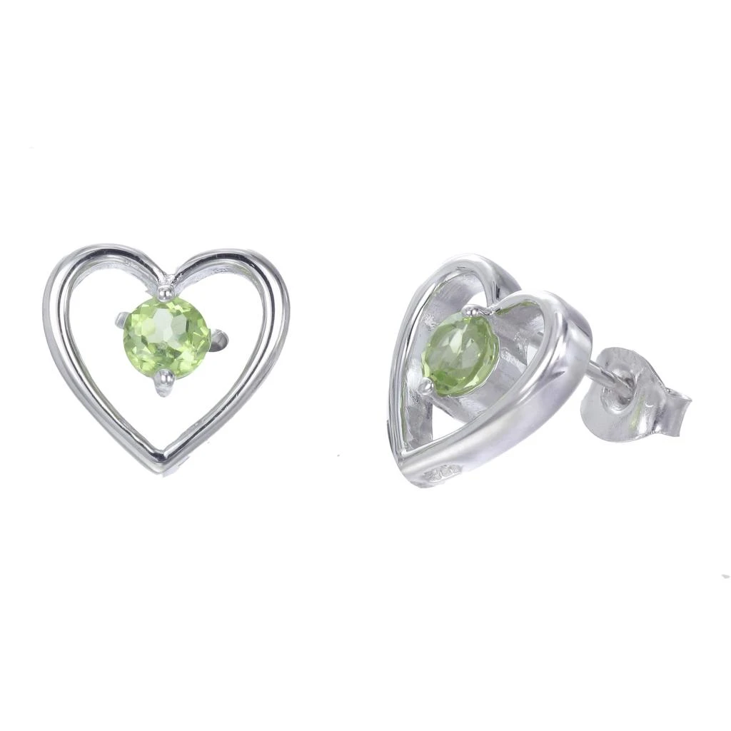 Vir Jewels Sterling Silver Peridot Heart Earrings (1/2 CT) 3