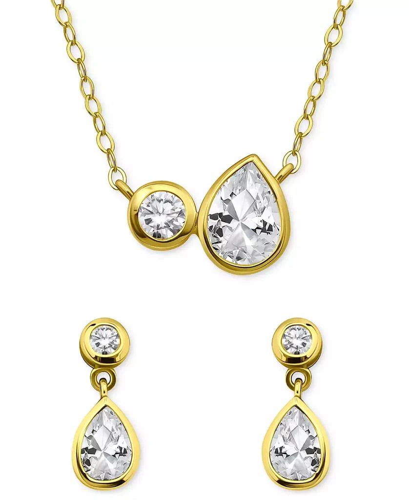 Giani Bernini 2-Pc. Set Cubic Zirconia Pear 
Round Pendant Necklace 
Drop Earrings in Sterling Silver, Exclusively at Macy
s 1