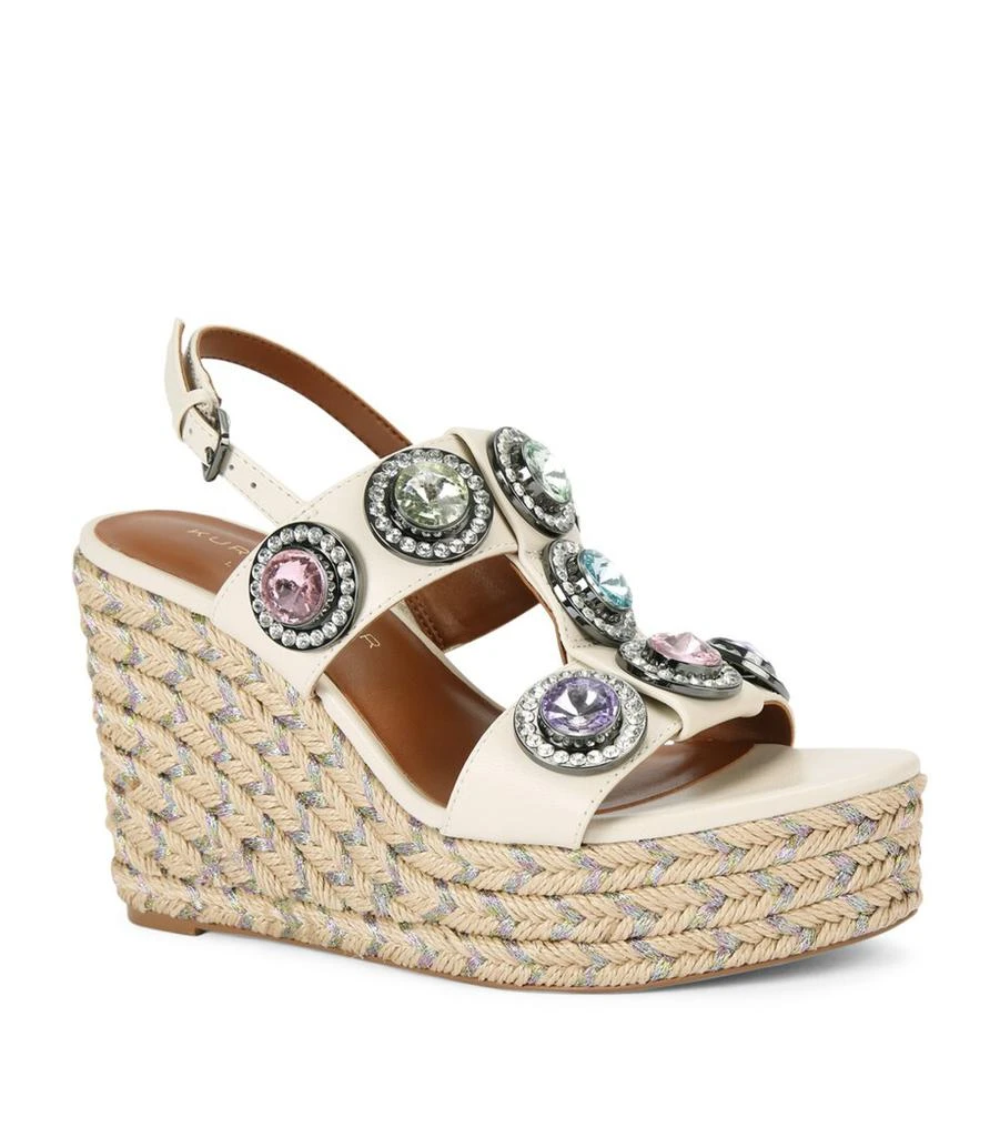 Kurt Geiger Leather Embellished Octavia Heeled Wedges 105 1