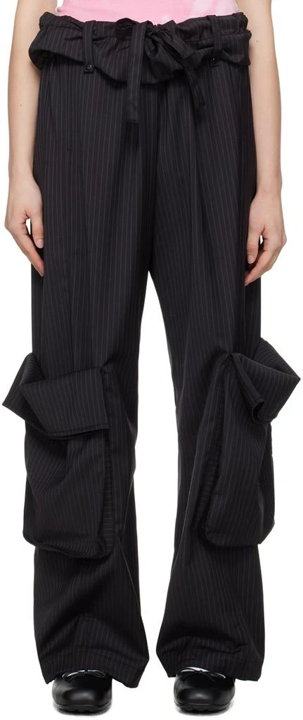 OPEN YY Black Rolled Waist Trousers 1