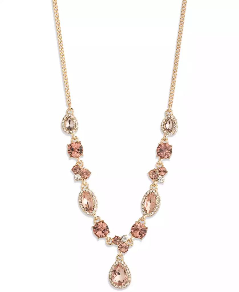 Givenchy Glass Stone Extender Pendant Necklace in Gold Tone