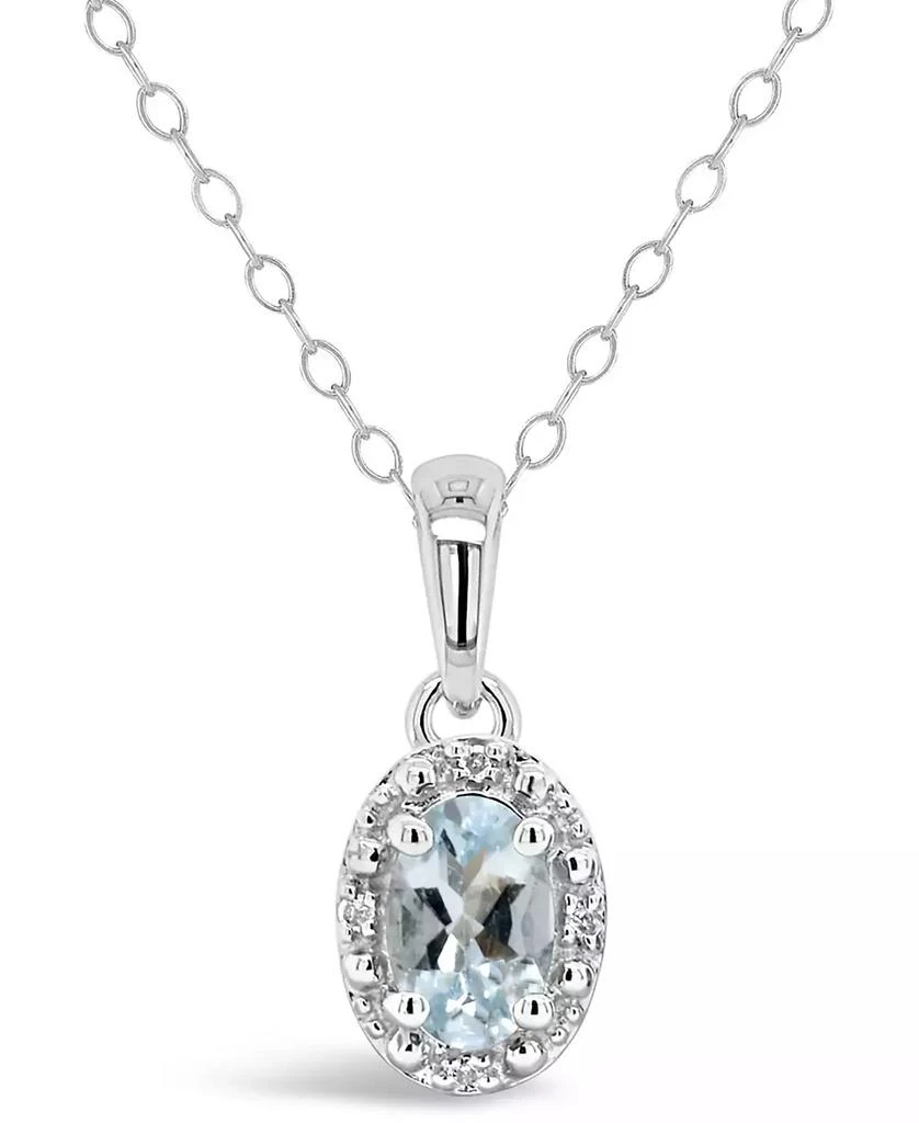 Macy's Aquamarine (3/8 ct. t.w.) and Diamond Accent Pendant Necklace in Sterling Silver (Also Available in Emerald) 1