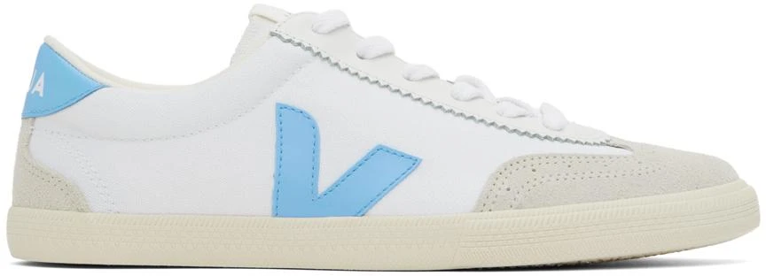Veja White & Blue Volley Canvas Sneakers 1