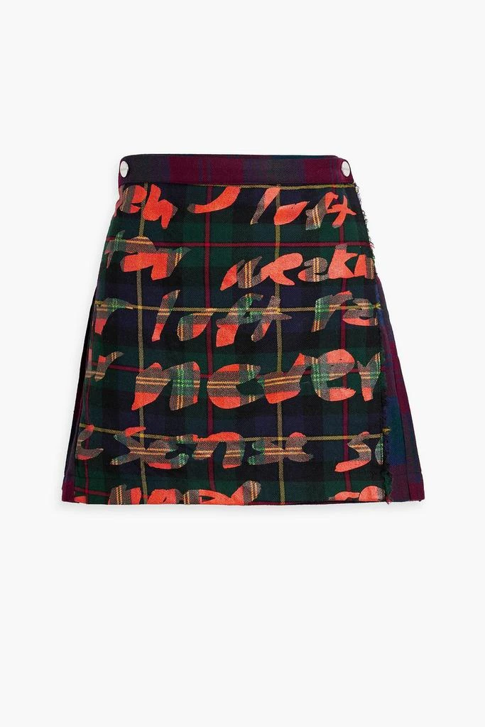 Rave Review Pleated printed wool mini skirt 1