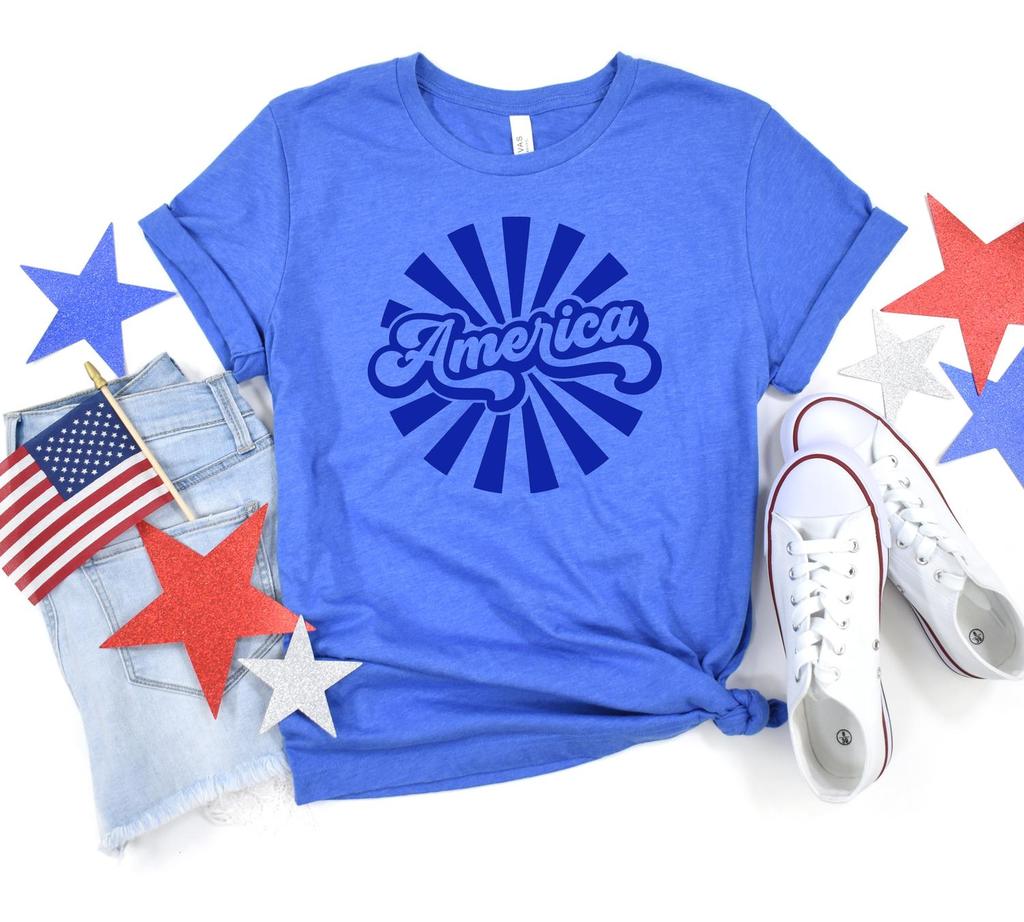 123 Amore Retro America Graphic Tee In Blue