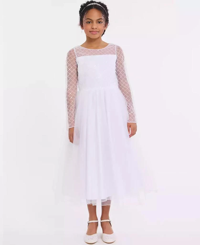 Bonnie Jean Big Girls Lattice Beading Communion Dress 1
