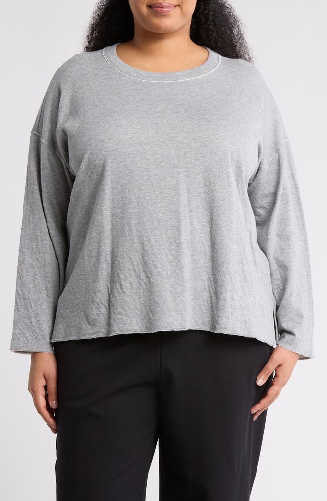 Eileen Fisher Crewneck Long Sleeve Boxy Organic Cotton Top