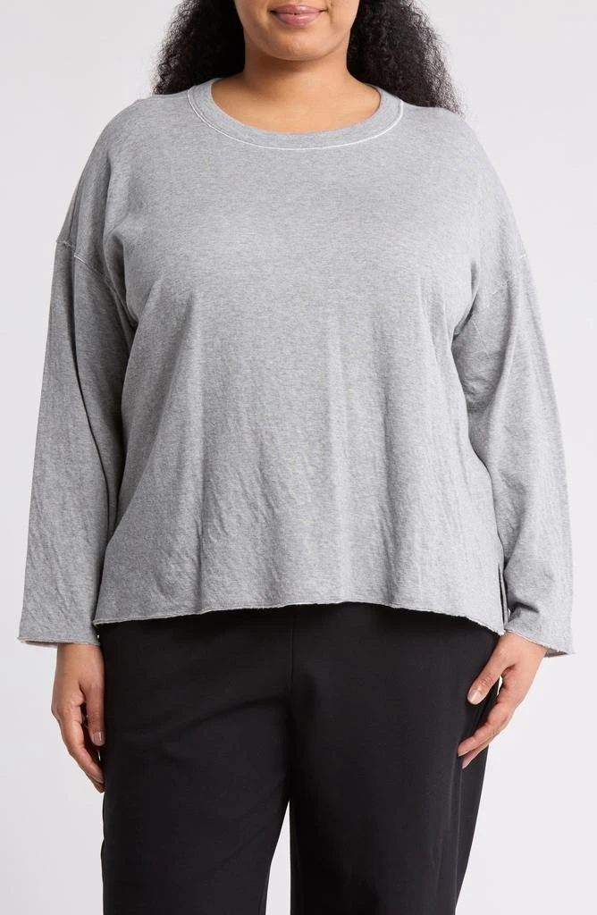 Eileen Fisher Crewneck Long Sleeve Boxy Organic Cotton Top 1