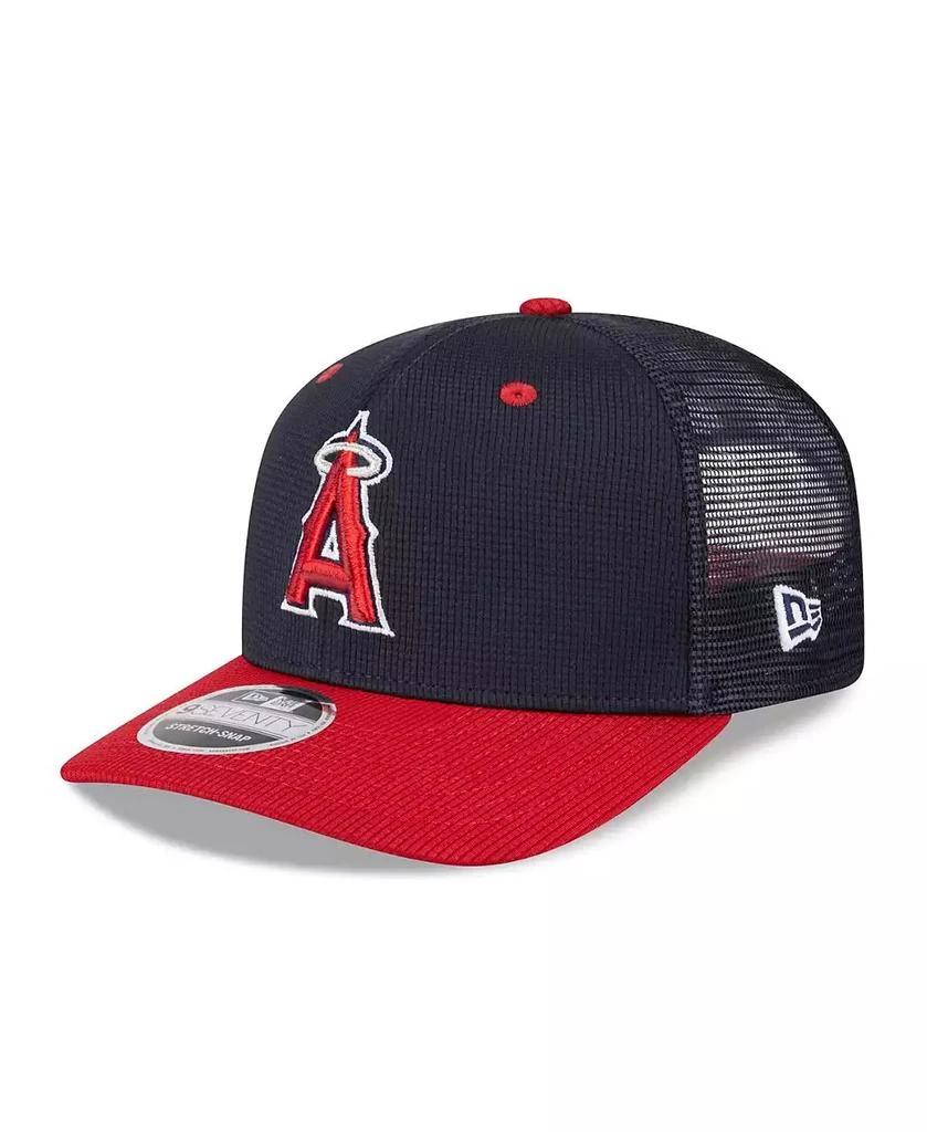 New Era Men's Navy/Red Los Angeles Angels 2025 Batting Practice 9SEVENTY Stretch-Snap Trucker Hat 1