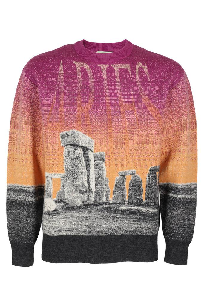 Aries Aries Henge Illustration-Style Intarsia Knit Jumper