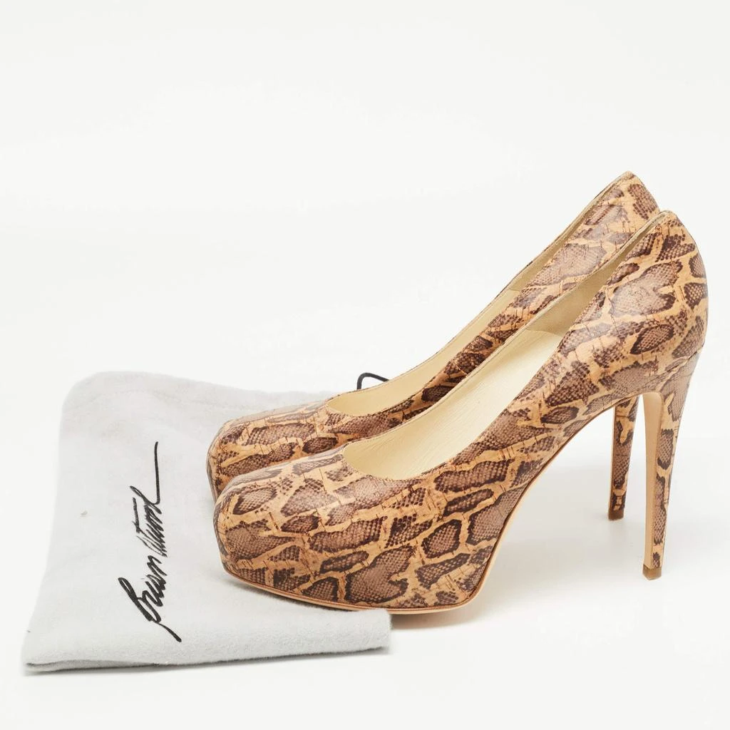 Brian Atwood Brian Atwood Brown/Beige Cork Print Platform Pumps Size 41 9