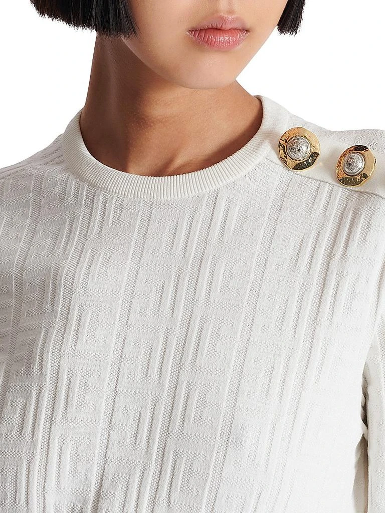 Balmain Embellished Monogram-Knit Top 7