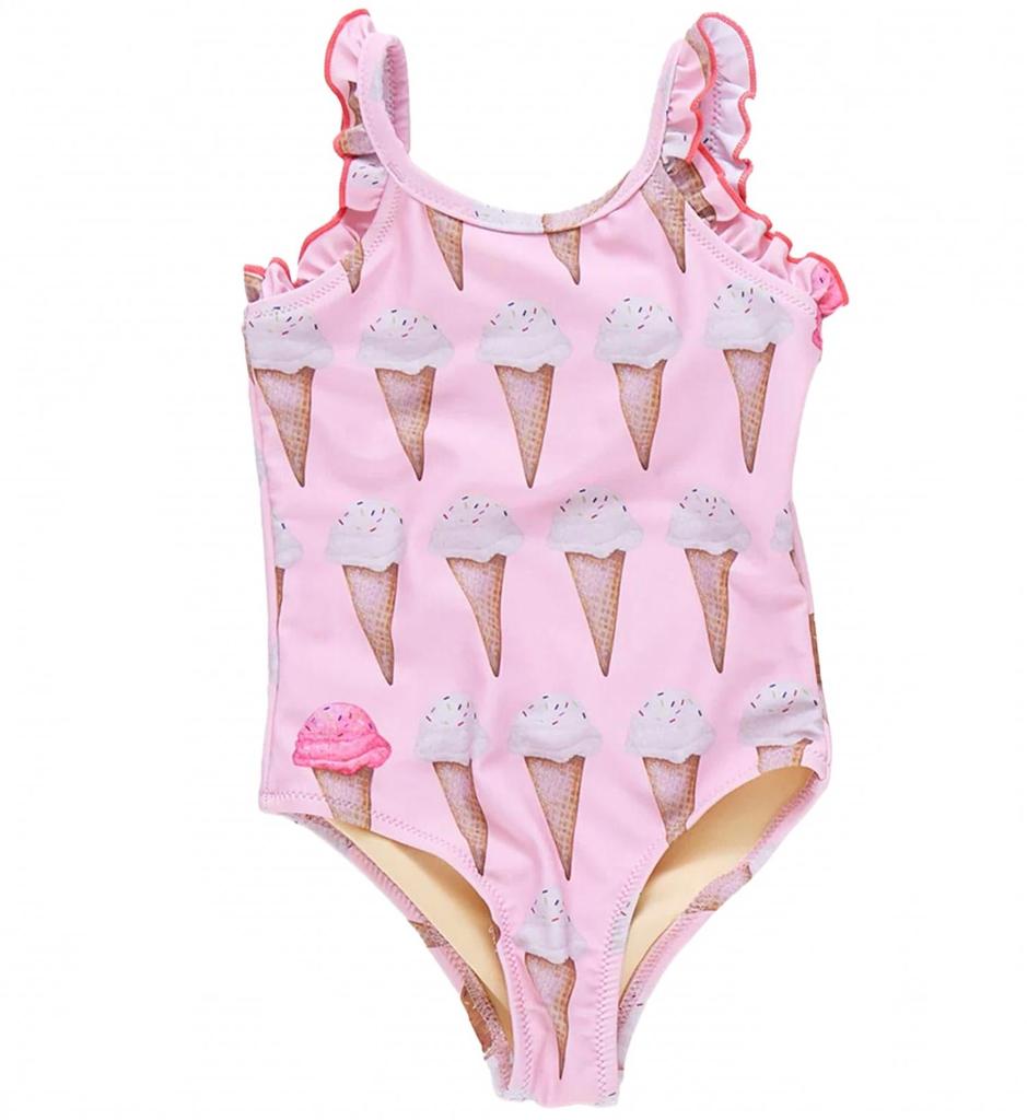 Pink Chicken Girl's Claire One-Piece In Neapolitan Ice Cream Cones