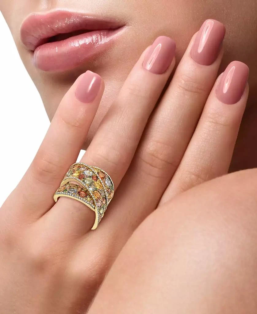Effy EFFY® Multi-Gemstone (5-3/4 ct. t.w.) & Diamond (1/3 ct. t.w.) Crossover Wide Statement Ring in 14k Gold 2