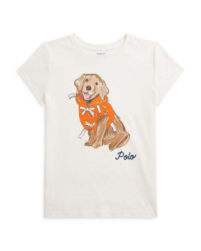 Ralph Lauren Girls' Dog Print Cotton Jersey Tee - Big Kid