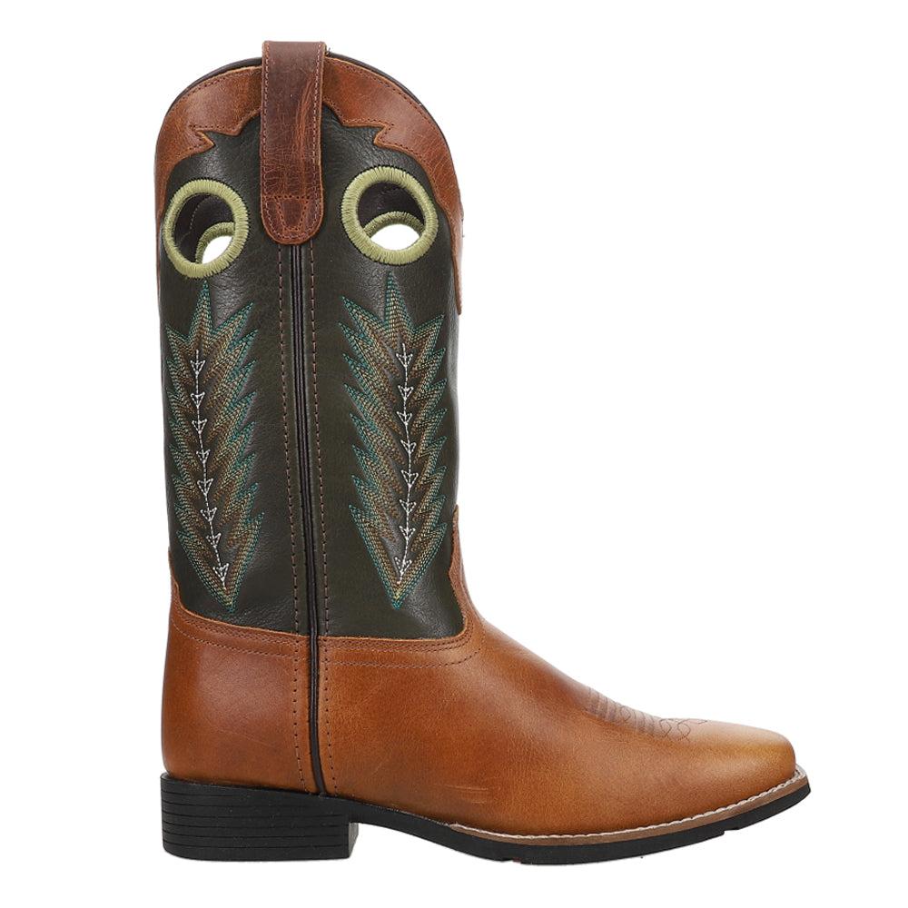 Roper James Embroidered Square Toe Pull On Cowboy Boots