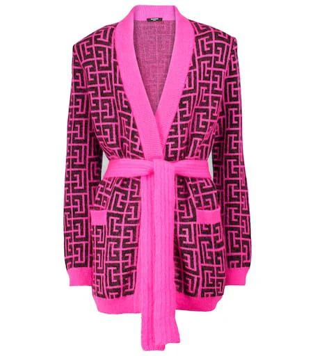 Balmain Logo wool-blend knit cardigan 1