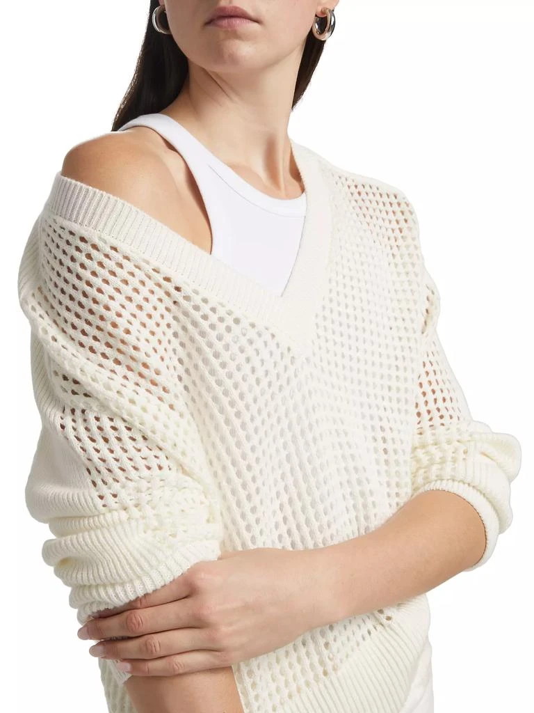 ATM Anthony Thomas Melillo Cotton-Cashmere Open-Knit V-Neck Sweater 6