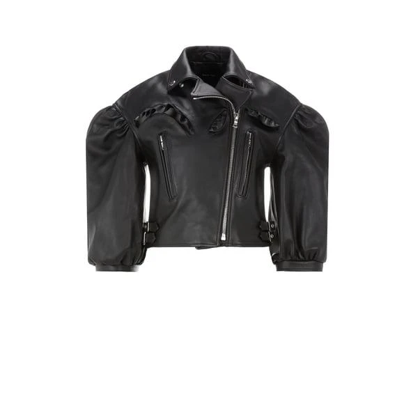 Simone Rocha Leather jacket with ruffles 1