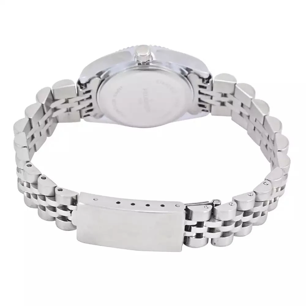 Peugeot Women's Silver-Tone 25mm Fluted Bezel Steel Bracelet Watch with Blue Dial 2