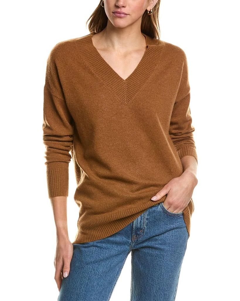 InCashmere V-Neck Cashmere Tunic Sweater 1