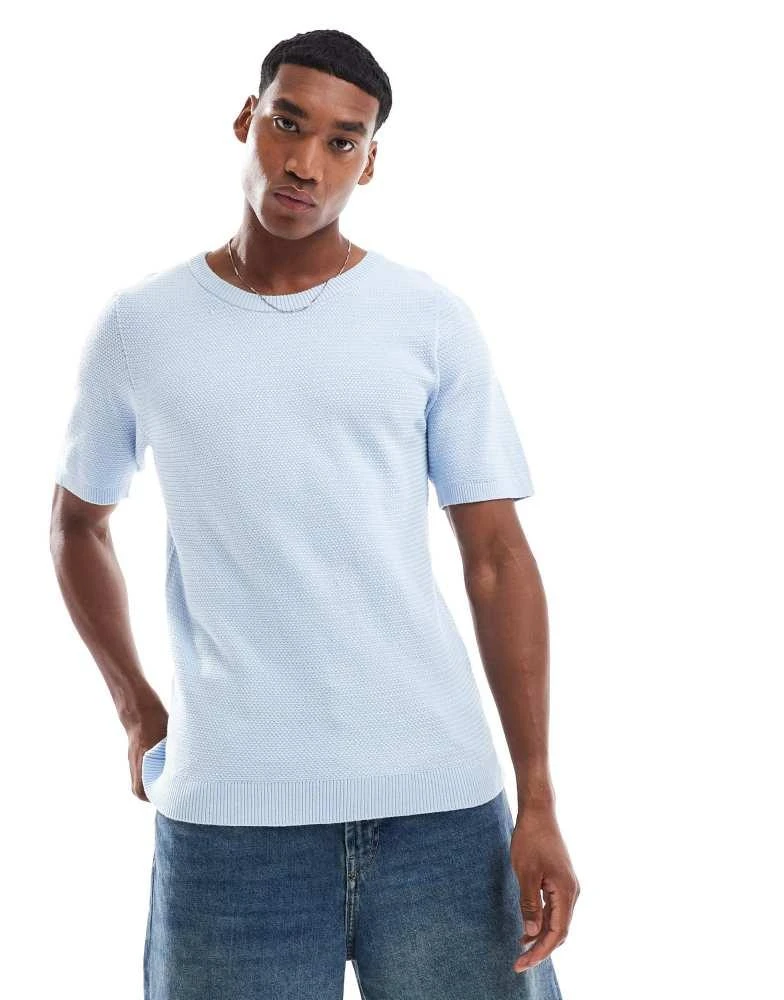 Brave Soul Brave Soul Short sleeve knitted t-shirt in light blue 1