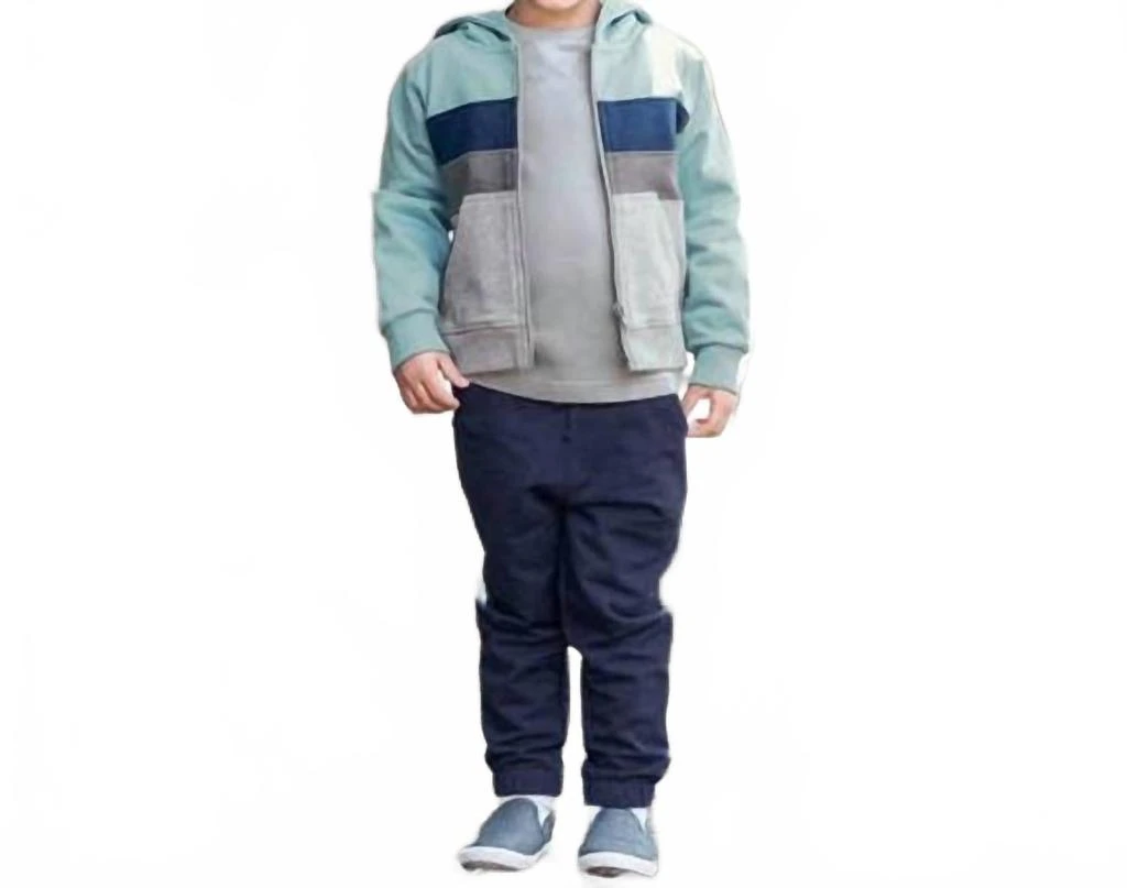 RuffleButts Boy
s Antique Color Block Hoodie In Blue