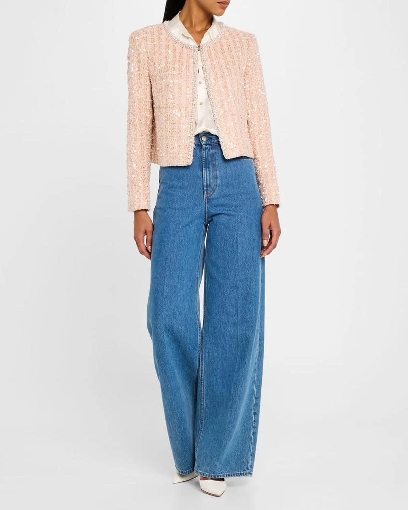 Alice + Olivia Kidman Embellished Plaid Tweed Boxy Jacket 2