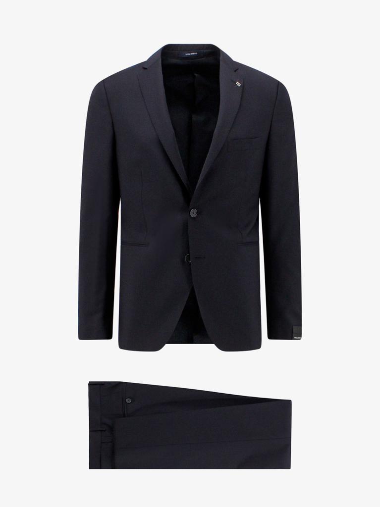 TAGLIATORE Virgin wool suit with removable iconic brooch