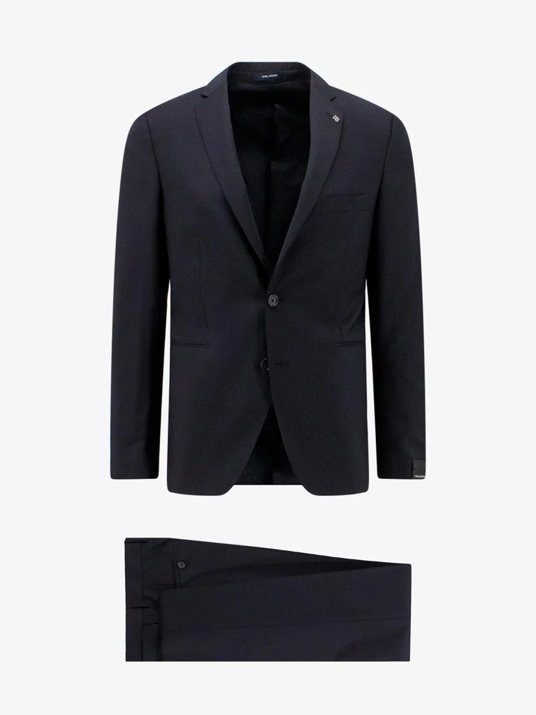 TAGLIATORE Virgin wool suit with removable iconic brooch 1