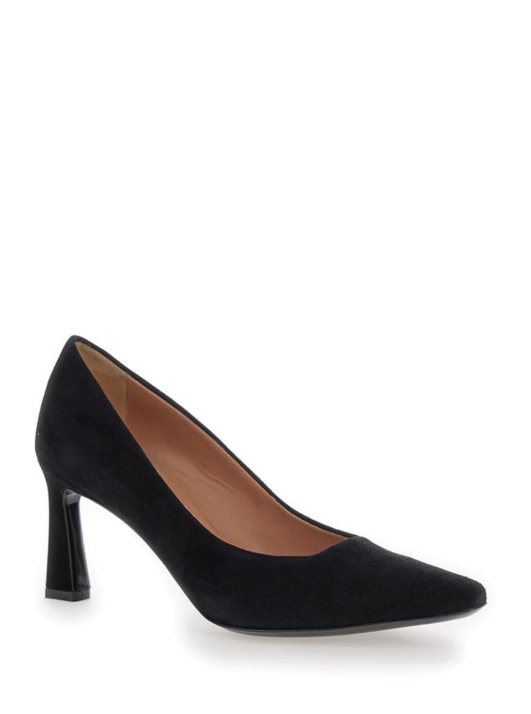 Pollini Black Pumps With Geometric Heel In Suede Woman